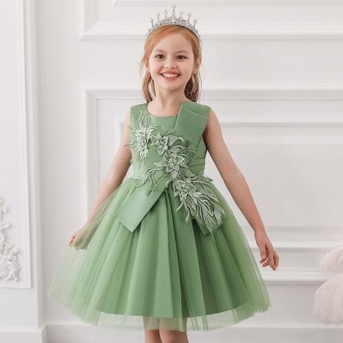 2021 Summer Children Flower Dress Evening Party Princess Dresses For Girls Kid Clothes Evening Wedding Dress 5 10 Y Costume