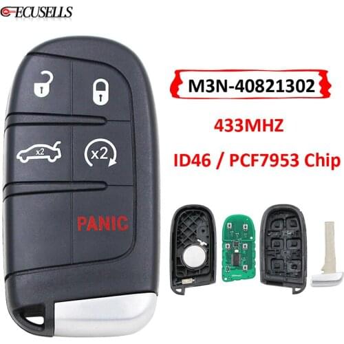 4+1/5 Button Remote Smart Car Key 433MHz ID46 PCF7953 Chip FCC ID: M3N-40821302 for Fiat 500 500L 500X for Jeep Compass Renegade