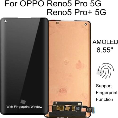 6.55" AMOLED For OPPO Reno5 Pro 5G PDSM00 PDST00 CPH2201 LCD Display Touch Screen Replacement Accessory For Reno5 pro+ PDRM00