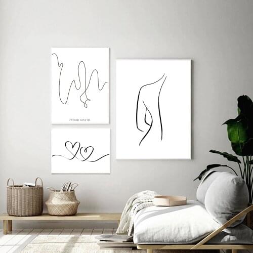 Abstract Line Back Pose Drawing Picture Nordic Canvas Painting Wall Art Woman Body Nude Poster and Prints for Bedroom Home Decor