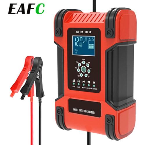 Large Power 12A Car Battery Charger Universal 12V 24V Battery Charger & Maintainer for SUV Truck Car AGM GEL WET Lithium LiFePO4