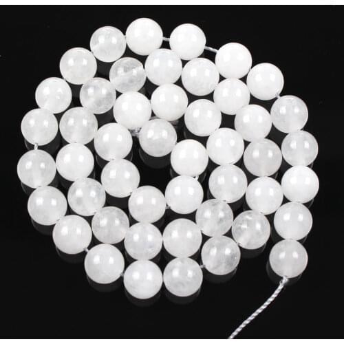 Natural Stone Beads White Transparent Marble Loose Beads for Jewelry Making Needlework DIY Bracelet Strand 4-12 MM