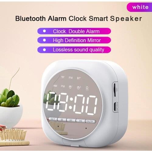 Q12 Digital Alarm Clock Blue-tooth Speaker LED Mirror Night Light Speaker MP3 Player Support TF Card Subwoofer Speaker Hot Sale