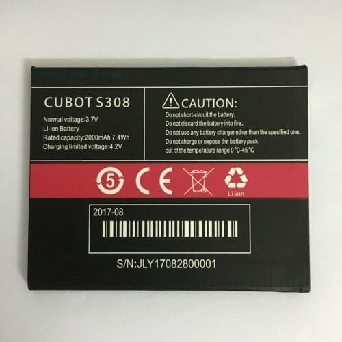 CUUSEY 2017 New Cubot S308 Li-ion Battery For CUBOT S308 2000mAh Hight Capacity Top Quality Cell Phone Replacement Batteries