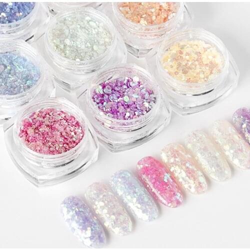 Msk Color Lead Gray Sunshine Gradient Shiny Nail Glitter Powder Sparkly Nail Art Chrome Pigment Silver DIY Nail Art Decoration