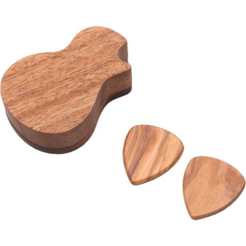 Wooden Guitar Pick Box Case Organizer Plectrum Guitarist Music Lover Gifts