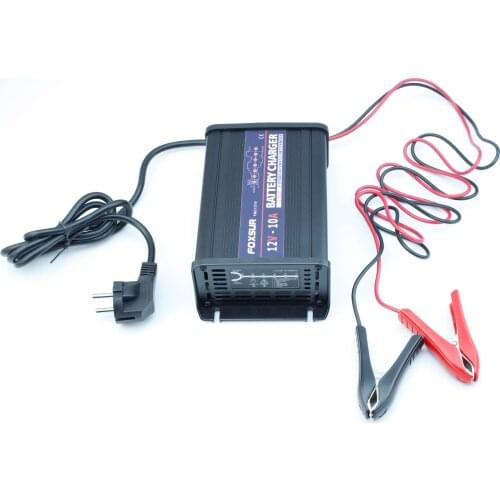FOXSUR 12V 10A 7-stage smart Lead Acid Battery Charger , Aluminum case Car Battery Charger Input voltage: 180-260V AC, 50Hz FOXS