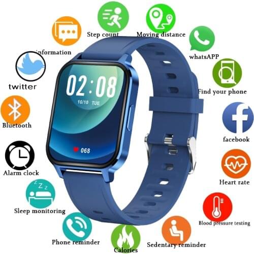 GEJIAN New 1.7 inch Full Touch Screen Smart Watch Men IP68 Waterproof Heart Rate Blood Pressure Fitness Tracker smartwatch Women