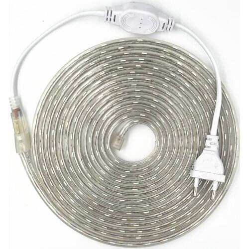 IP67 5050 Flexible LED Strip light AC220V 60leds/m Waterproof IP67 Led Tape LED Light With EU Power Plug 1M/2M/3M/5M/10M/15M/20M