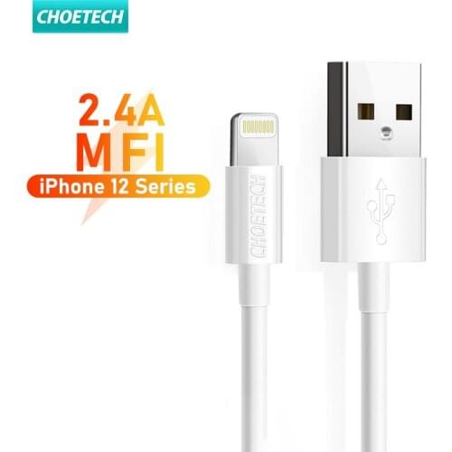 CHOETECH MFi USB A to Lightning Cable for iPhone 12 Pro Mini Max 11 XR 8 2.4A Fast Charging Data Cable For Ipad Charge Cord
