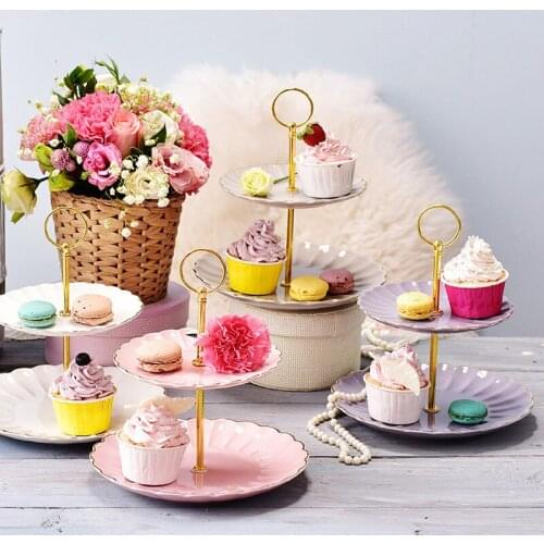 Ceramic Cake Plate Two-layer Stand Holder Desserts Cheese Candy Display Rack Wedding European Cupcake Holder Birthday Party