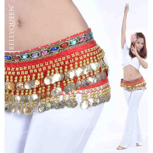 Belly dance costume clothes indian dance belt waist chain hip scarf women girl dance with 228 coins,9 colors