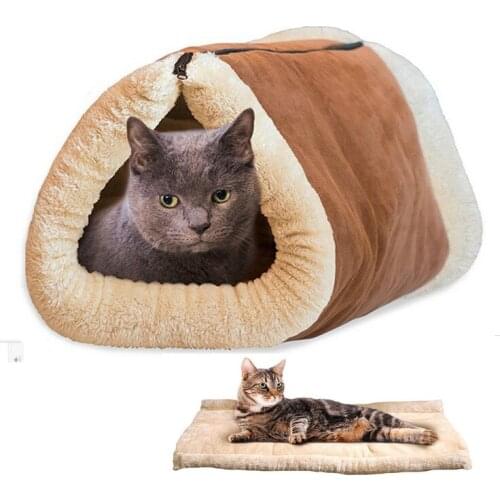 Kitty Shack 2 in 1 Tunnel Bed Mat Cat Mat Snuggly Dog Cat Puppy Warm Sleeping Bag Pet Accessories