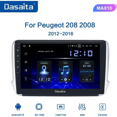Dasaita for Peugeot 2008 208 Radio player 2012 2018 2019 2020 Android 10 Car Multimedia Carplay TDA7850 1280*720 GPS Navigation
