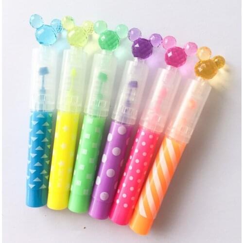 6 pcs/lot Cartoon Crystal Head Highlighter Cute Painting Drawing Marker Pen Liquid Chalk Stationery gift School Office Supplies