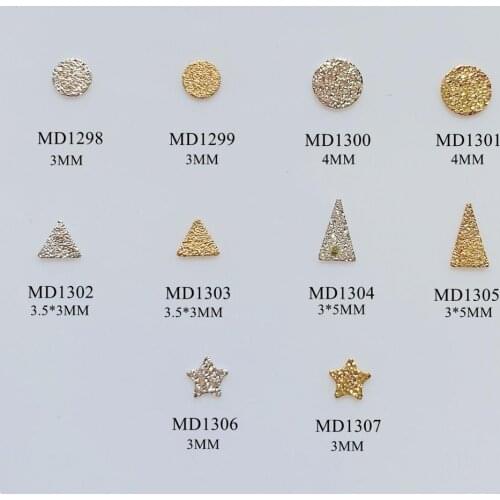 3D 500pcs/bag Flat-back Metal Stud Rough-Surface Stud Round/Triangle/Star Design Metal Stud MD1298-1307