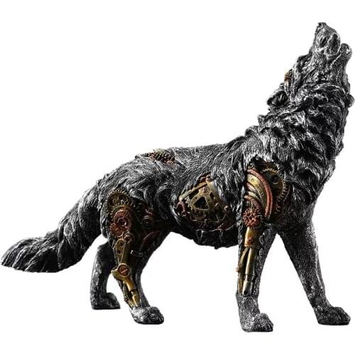 [MGT]Retro creative industrial wind animal wolf horse decoration home office decoration crafts animal sculpture display