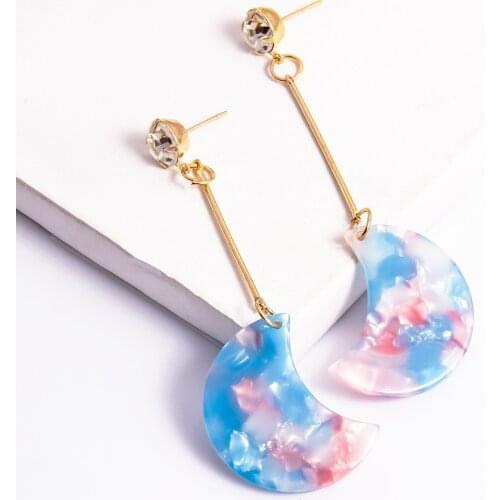 Fashion exaggerated geometric moon-shaped earrings simple and versatile acetate acrylic sheet women’s earrings trendy charm