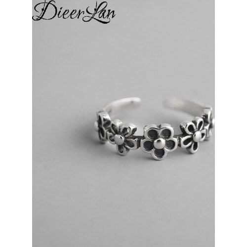 DIEERLAN Trendy Silver Color Plum Flower Rings For Women Wedding Men Jewelry Big Finger Rings Wholesale 2019