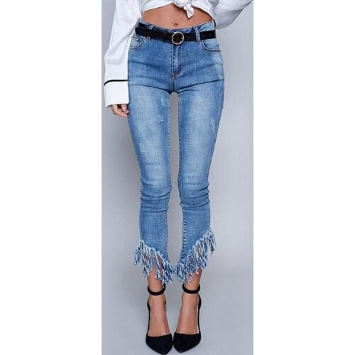 TREND-Setter 2018 Summer Fashion Women Tassel Jeans Spring Slim Denim Pants Skinny Jeans