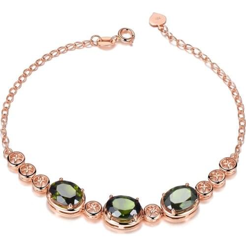 Fashion Luxury Green Gem Bracelet Rose Gold Bracelet Elegant Lady Charm Jewelry Girlfriend Anniversary Birthday Gift