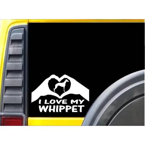 Whippet Hands Heart Sticker k006 8 inch dog racing rescue decal window Sticker 20cm