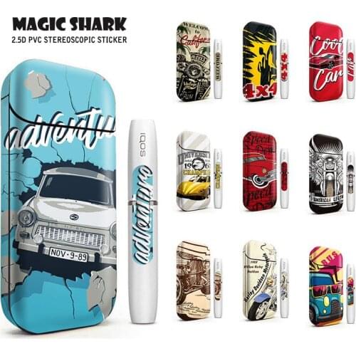Magic Shark 2.5D Stereo Car Motorcycle Film Stickers For IQOS 2.4 Plus Case Cover PVC Skin Sticker E Cigarette 4056-4065