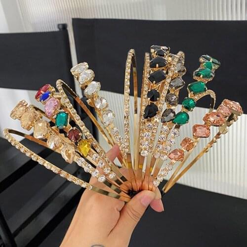 2021 Vintage Alloy Rhinestone Bezel Hairband Women Hair Accessories Girls Haar Headband Opaska Do Wlosow Bandeau Femme Diademas