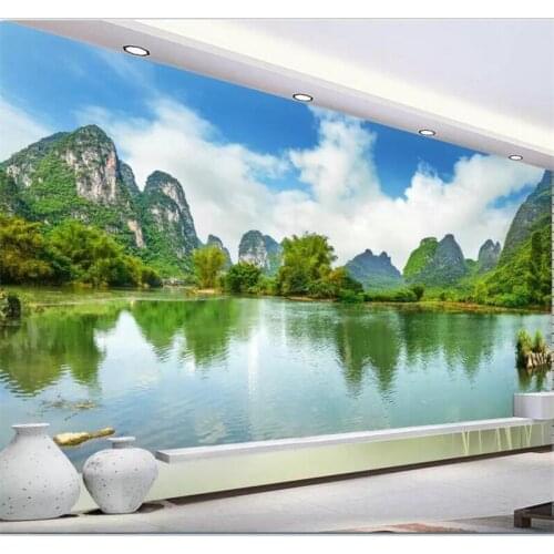 Beibehang Wallpaper custom living room bedroom mural HD Guilin landscapes clear water show scenery TV background wall