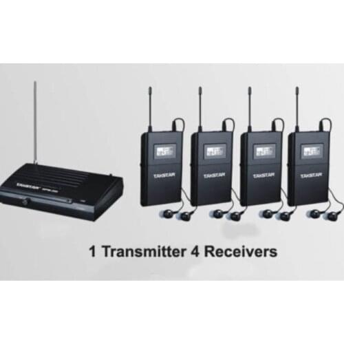 Original Takstar WPM-200/WPM200 UHF Wireless Monitor System Stereo In-Ear Wireless earphone 1 Transmitter+4 Receivers