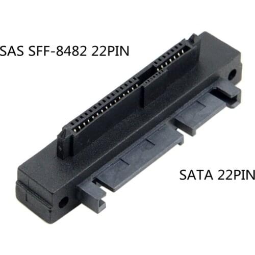 SATA Hard Disk Drive Raid Adapter Right Angled 90 Degree SFF-8482 SAS 22 Pin to 7 Pin + 15 Pin Adapter black color