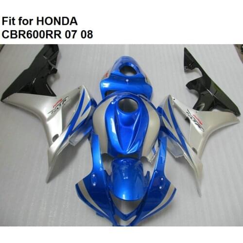 Aftermarket body parts fairings for Honda CBR 600RR 07 08 blue silver fairing kit CBR600RR 2007 2008 HZ11
