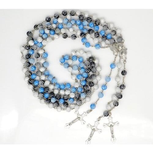 Rose Rosary Beads JESUS Cross Pendant Necklace Catholicism Fashion Religious jewelry