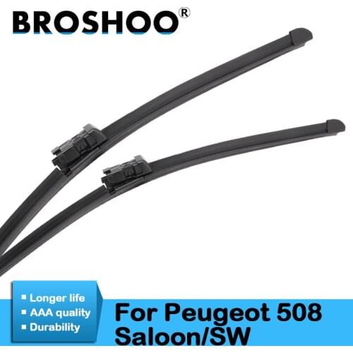 BROSHOO Car Windscreen Wiper Blades Natural Rubber For Peugeot 508 26"&26"R ,Fit Push Button Arm 2010 2011 2012 2013 2014 2015
