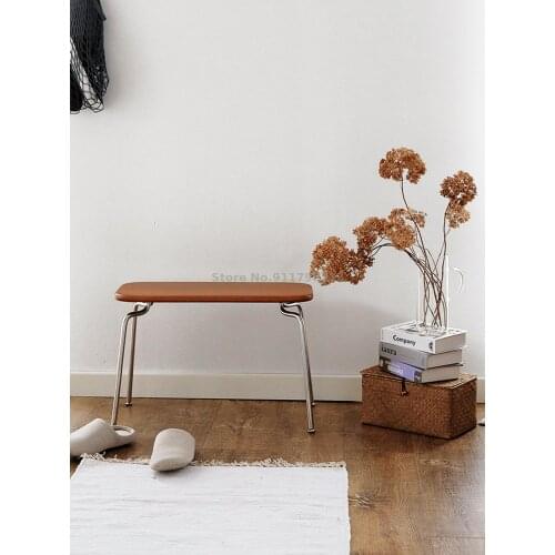 Nordic minimalist household door solid wood shoe changing and makeup multifunctional small stool