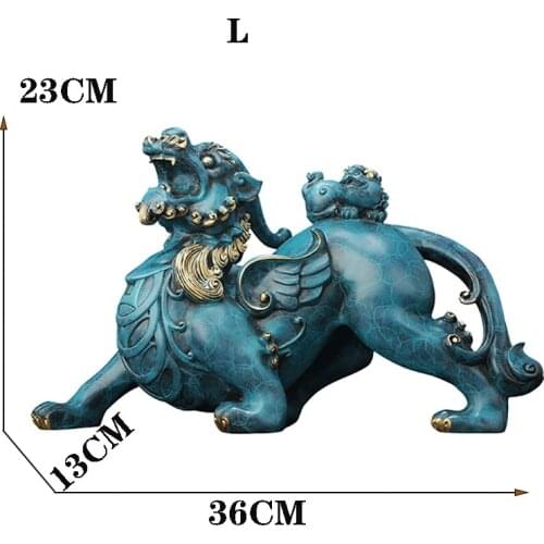 Large size Chinese style Pure copper pi xiu statue Mythology lucky mascot High-end home decoration statue Officedecorations 36cm