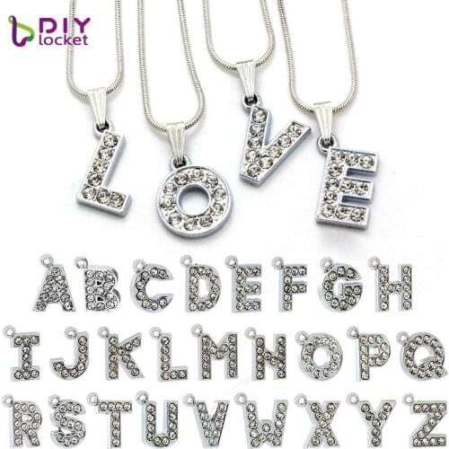 Full Rhinestone Hang Slide Letters "A-Z" (10 pieces/lot) Slide Charms Fit Wristband & Bracelet LSSL030