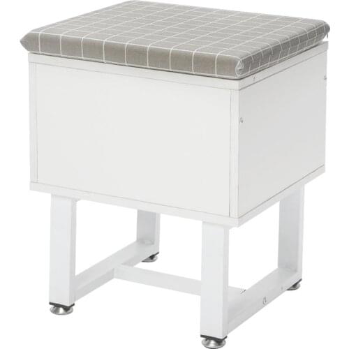 Dressing Storage Box Stool Square White Wooden For Home Use Bedroom Bathroom Closet or Hallway[US-Stock]