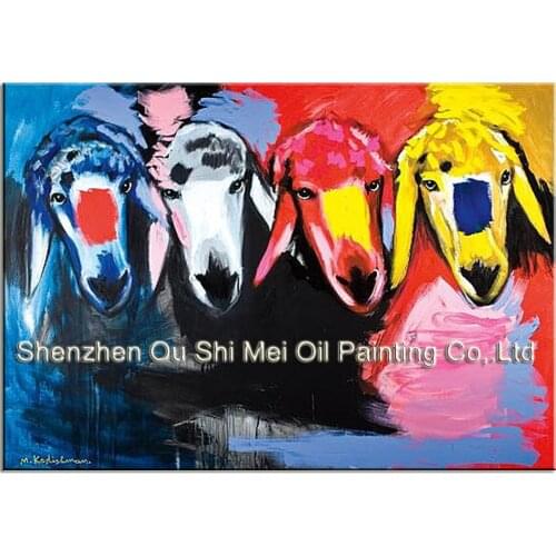 High Skills Menashe Kadishman Artist Handmade Abstract Oil Painting on Canvas Modern Art Color Sheeps Painting for Wall Pictures