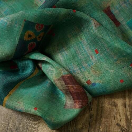 High quality ramie tissu Custom floral pastoral print patchwork High end dress cheongsam fabric