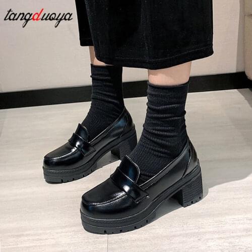Chunky heels sweet lolita shoes Women Shallow Mouth low Heel shoes Slip-On Ankle Boots for Women Pure Color Round Toe Shoes 2020