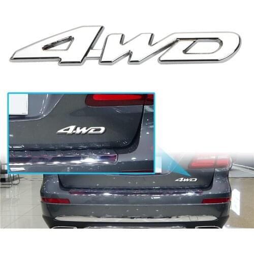 1 Pcs 3D 4WD Logo Metal Chrome Emblem Badge Decal Auto Sticker Trim For SUV Rear Trunk Off-road Toyota Highlander RAV4 Tiguan