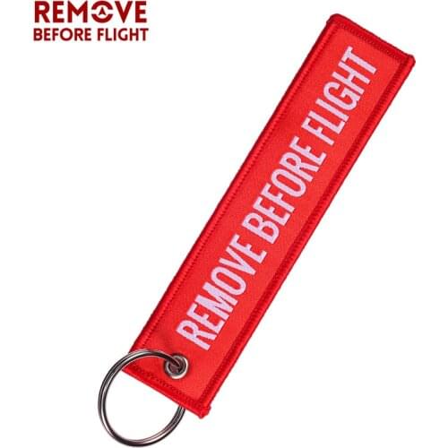 1PC Key Ring Key Chain Remove Before Flight Embroidery Keychain Special Luggage Tag Label Red Fashion Chain for Aviation Gifts