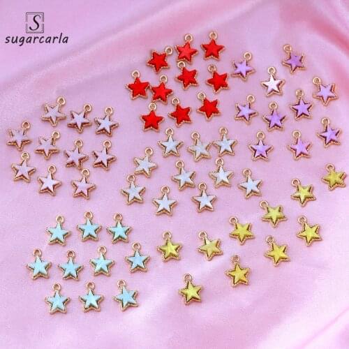 10Pcs MultiColor Acrylic Charms Zinc Alloy Mini Stars Golden Charm 9*6mm For DIY Earrings Necklace Jewelry Making Accessories