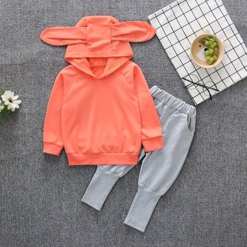 Girls Spring Autumn Sweater Pants 2 Pcs Clothes Set Baby Child Cute Rabbit Ear Fashionable Outfits Todler Kid Sports Tracksuit