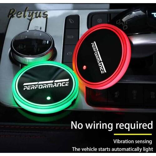 2Pcs Luminous Car Led Cup Coaster Non-slip Mat Atmosphere Light For BMW 1 3 5 6 7 X1 X3 X5 X6 Z E81 E83 E87 E60 E61 E70 E71 E90