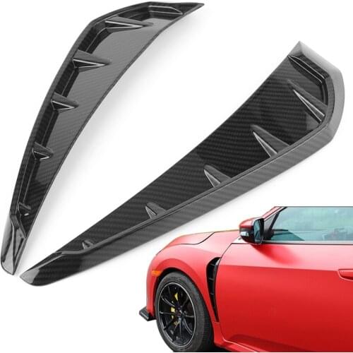 2pcs Carbon Fiber ABS Car Shark Grille Air Flow Side Vent Exterior Grill Decoration For Honda Civic 2016 2017 2018 2019 2020