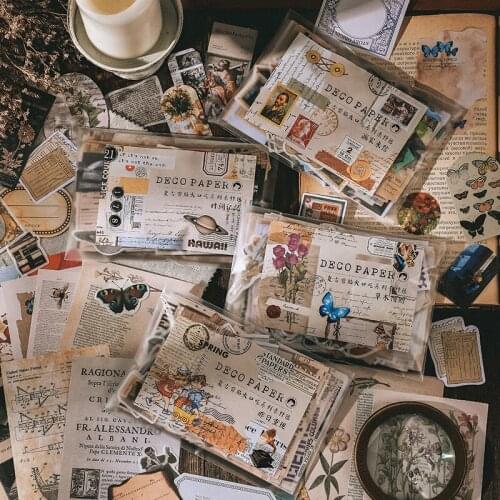 200pcs/pack Vintage INS photo Butterfly Decorative Sticker Scrapbooking material paper Planner Diary Collage Craft Supplies