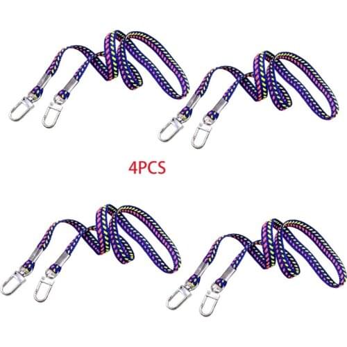 4Pcs Multicolor Woven Lanyard Face Mask Holder Strap with Secured Clips Mouth Cover Anti-Lost Hanger Ear Saver Rope