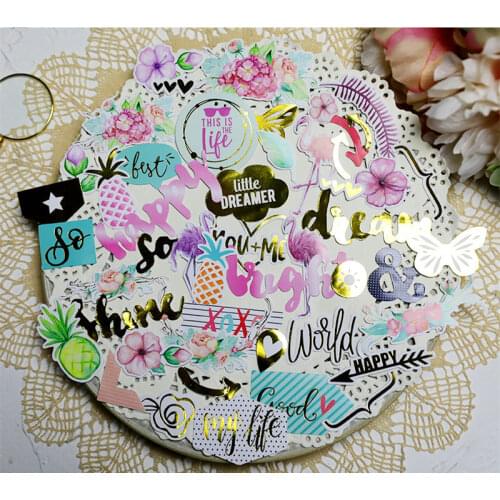 49pcs Little Dream Cardstock Die Cut Fiol Stickers for Scrapbooking Happy Planner/Card Making/Journaling Project Craft